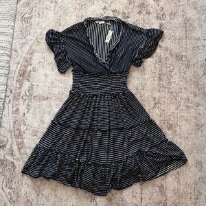 Navy and White Striped Dress